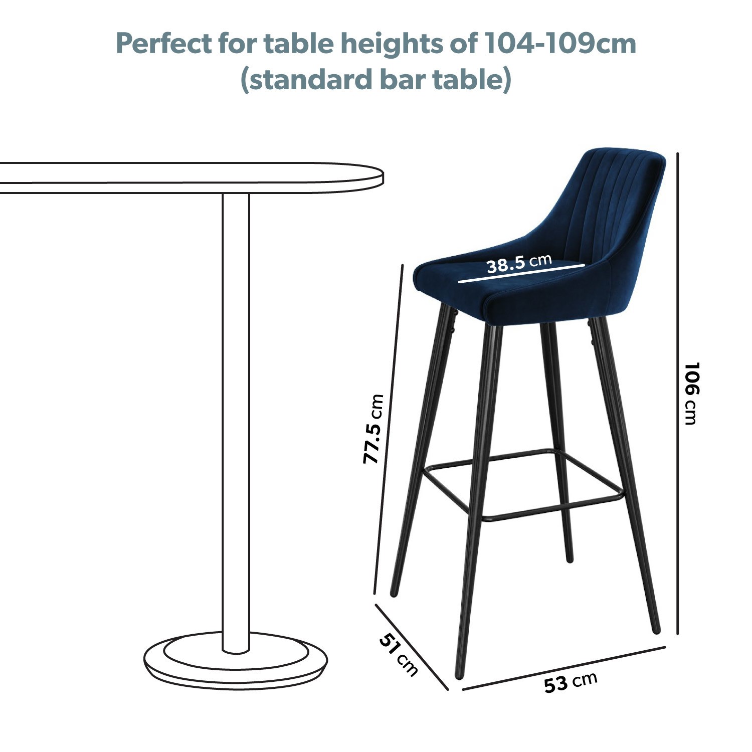Read more about Navy blue velvet bar stool with back 77cm macie